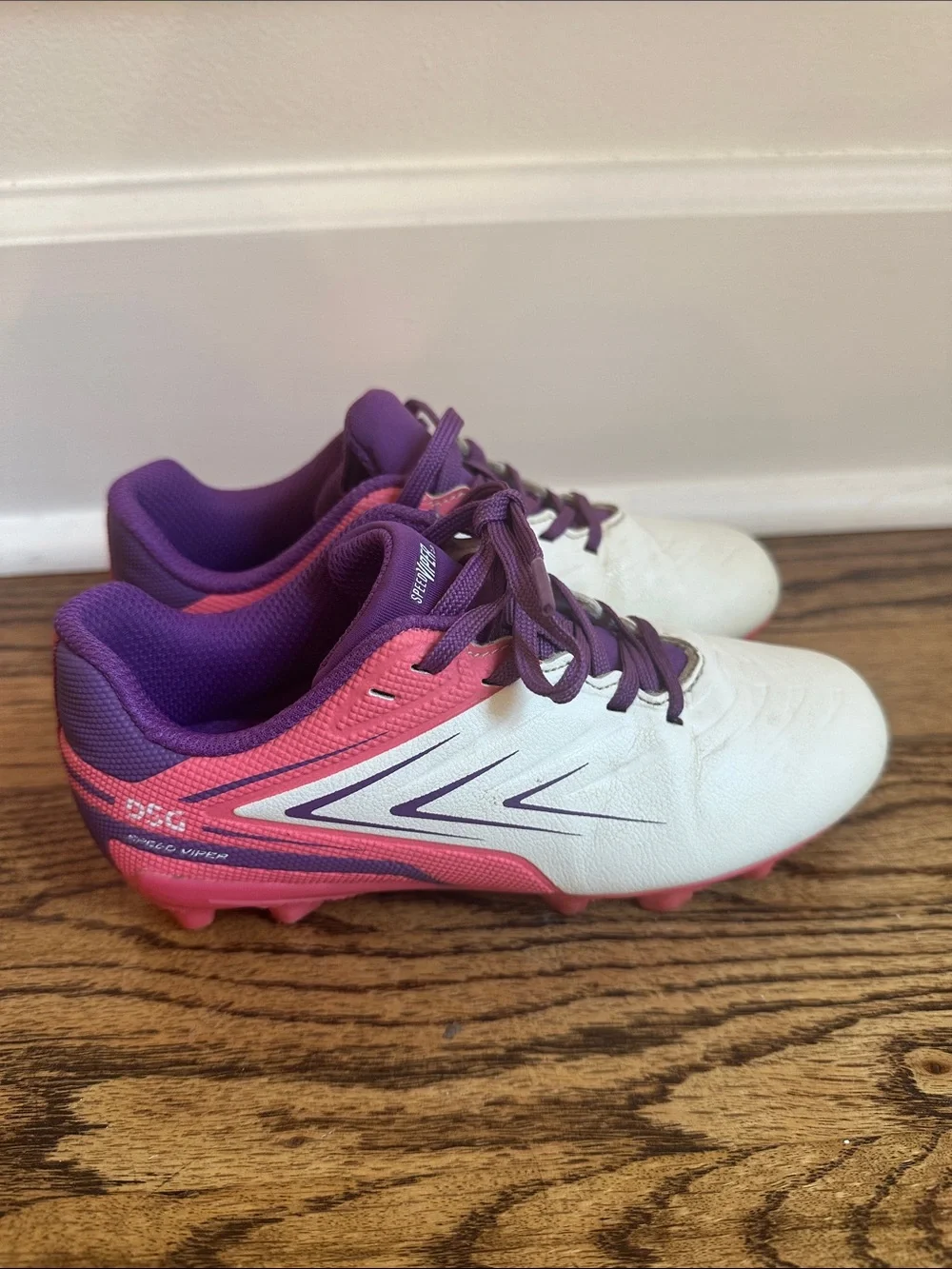 DSG White, Pink & Purple Kids Soccer Cleats